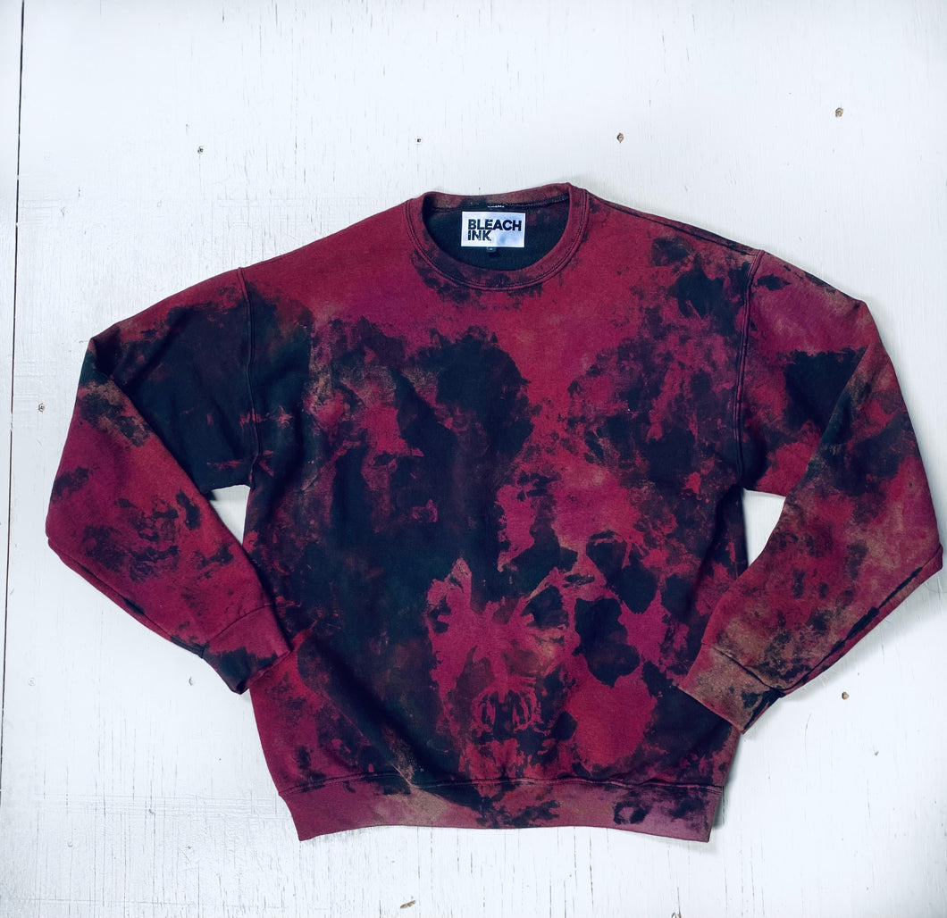 Oxydye Multi Color Drenched Red and Fuchsia Crewneck